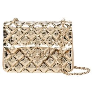 Chanel Solid Gold Quilted Metal Flap Chain Bag
